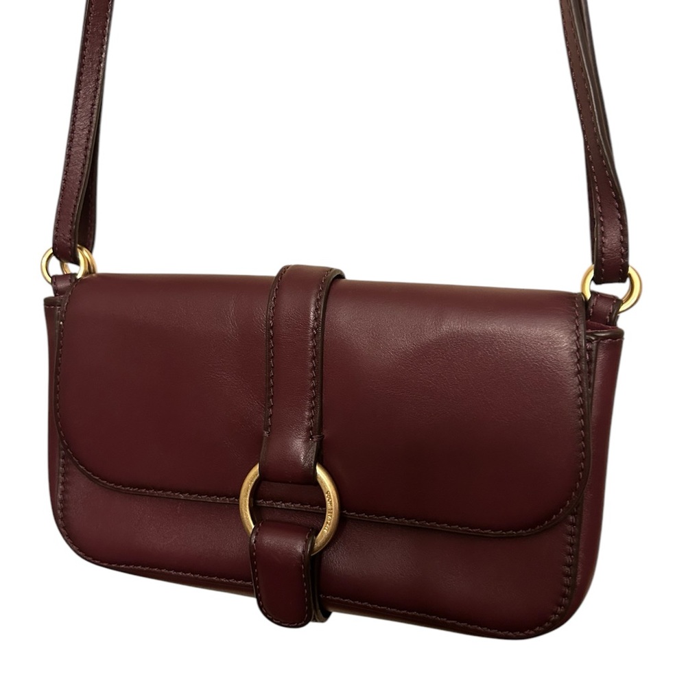 Vintage Michael Kors Quincy Crossbody Bag Large Wallet Style Plum Leather Purse